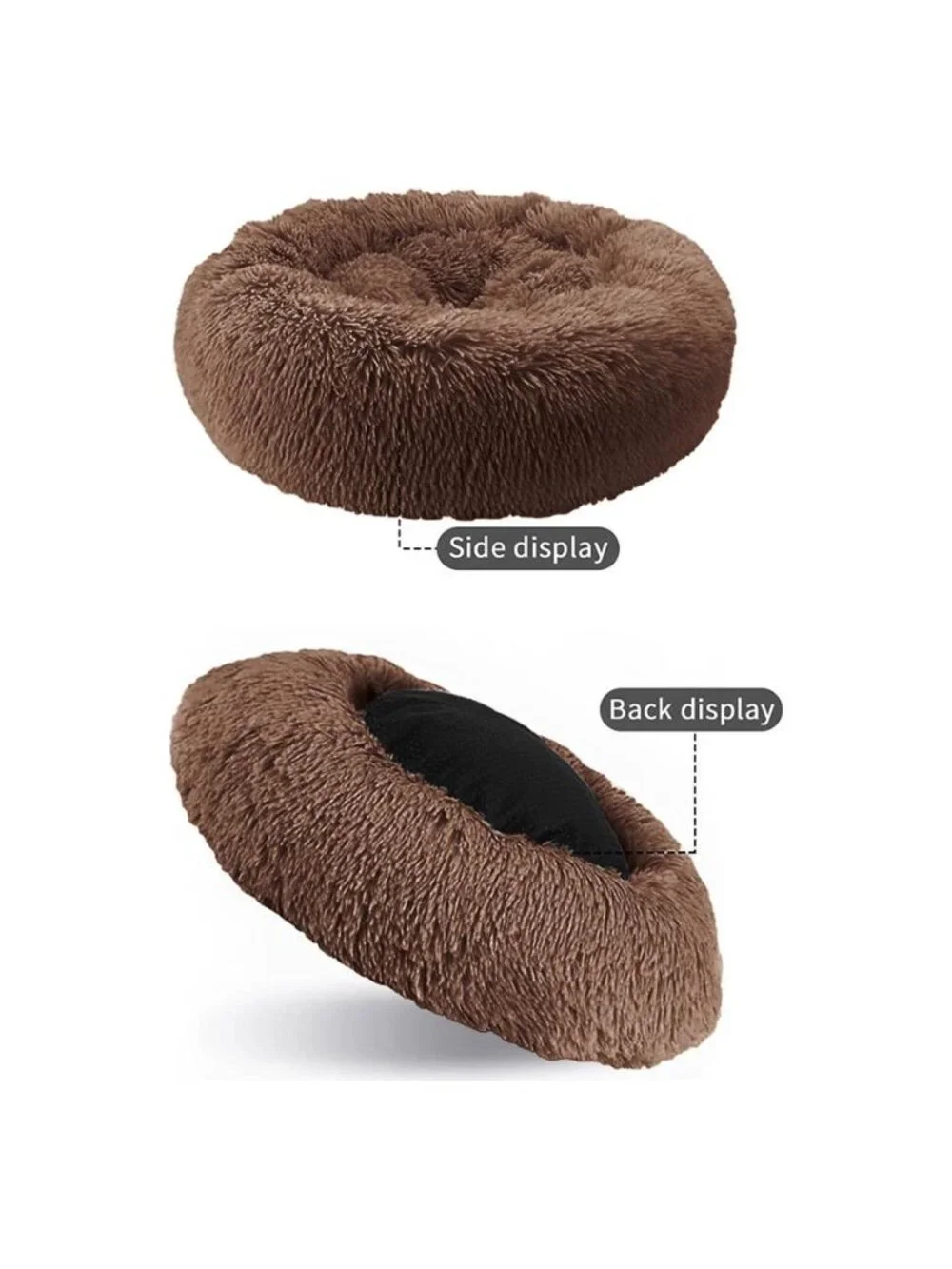 Calming Donut Dog Bed Anti-Anxiety Self Warming Cozy Soft Plush 24